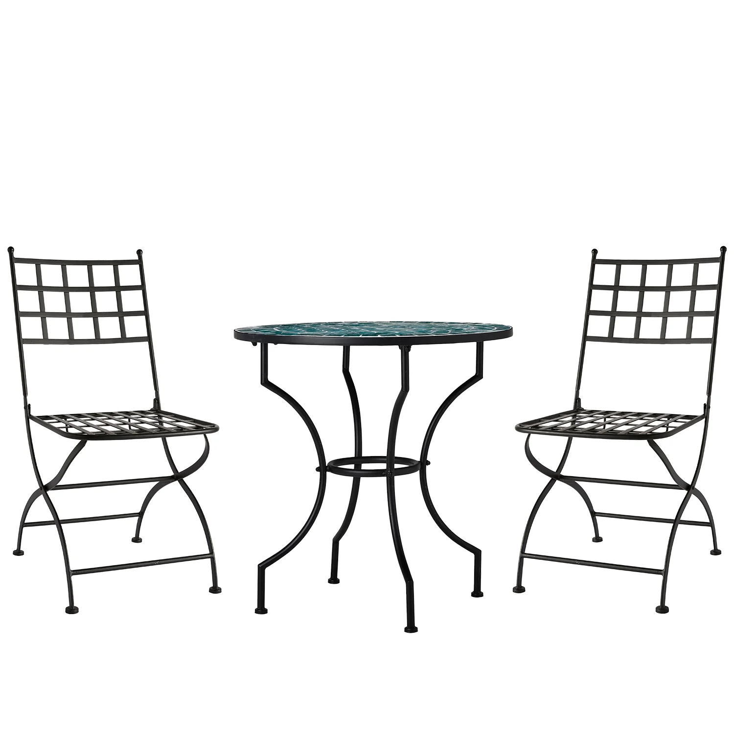 Venice/Trieste caféset svart/grön, Ø70 cm