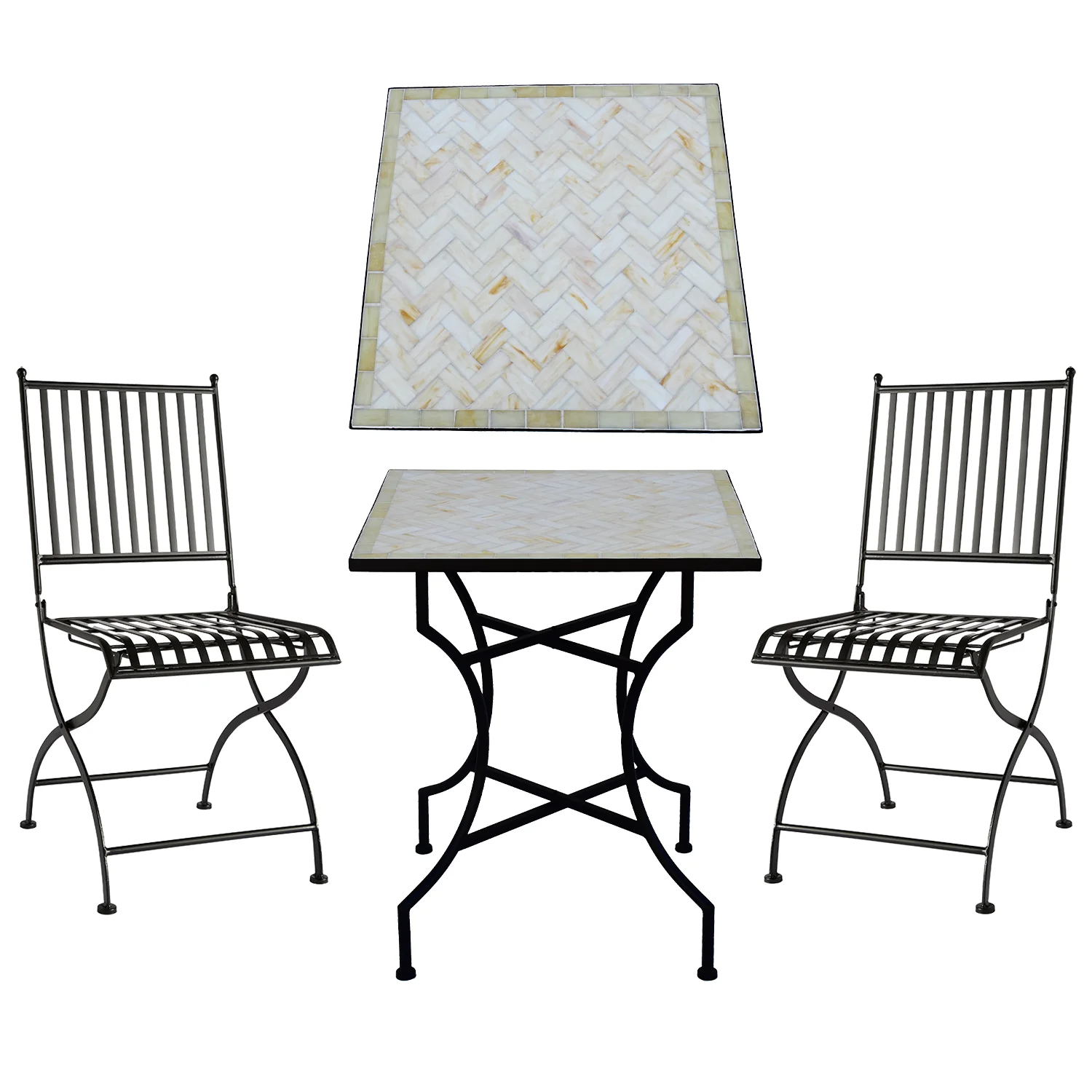 Product Image for Venice/Trieste caféset svart/offwhite, 60x60 cm
