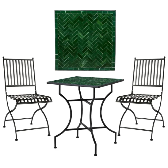 Venice/Trieste caféset svart/grön, 60x60 cm