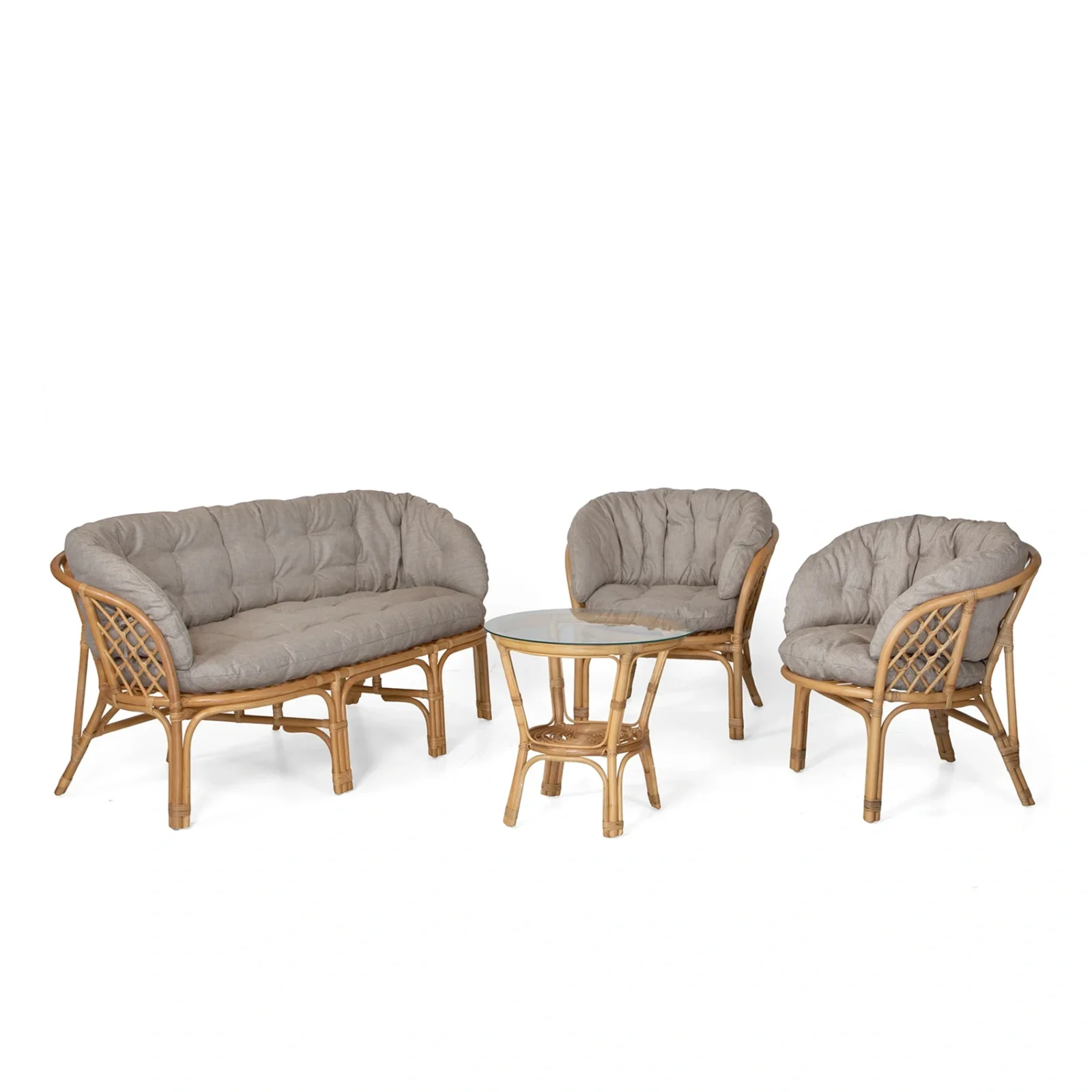 Bahamas 3-sitssoffgrupp med runt bord, honung/beige