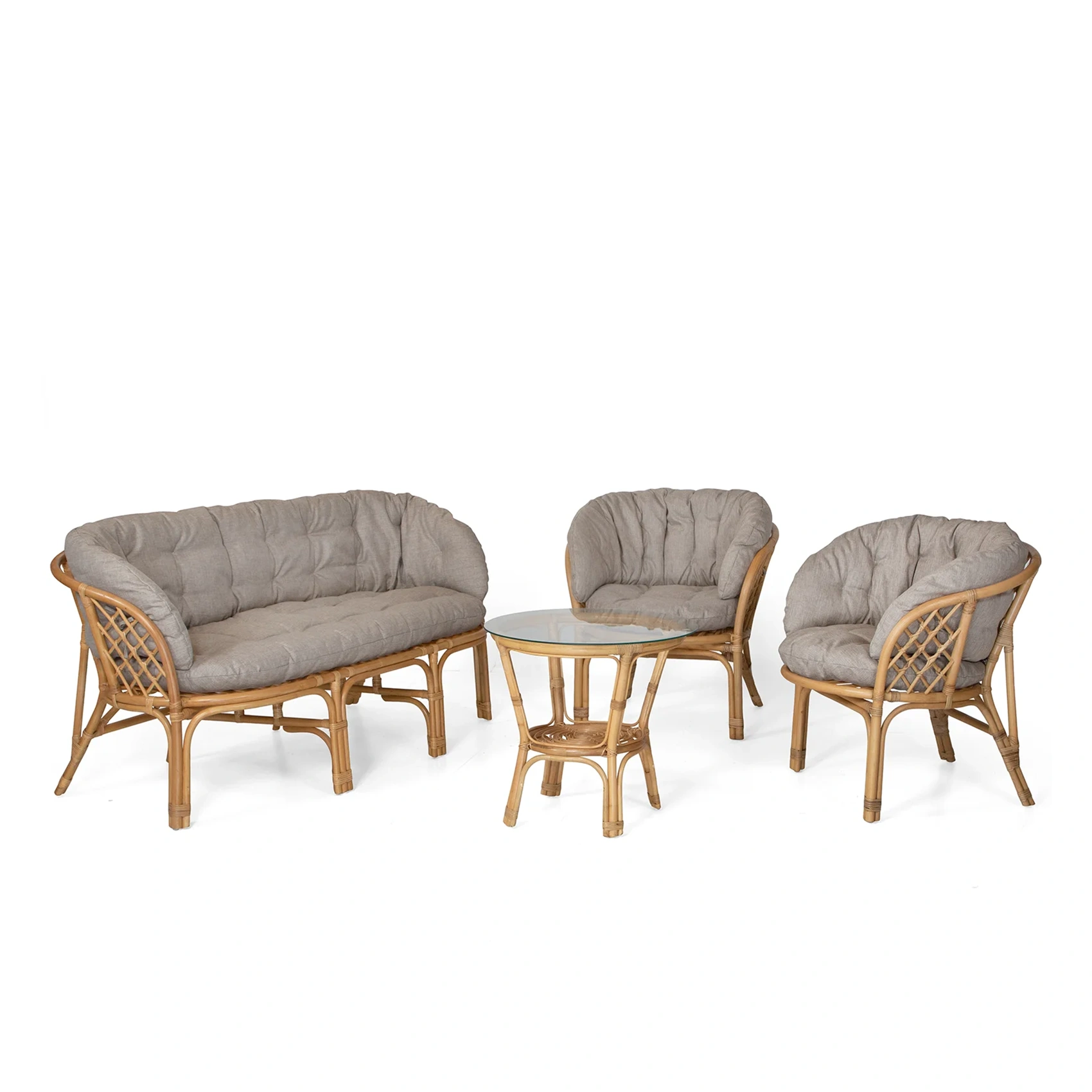 Product Image for Bahamas 3-sitssoffgrupp med runt bord, honung/beige