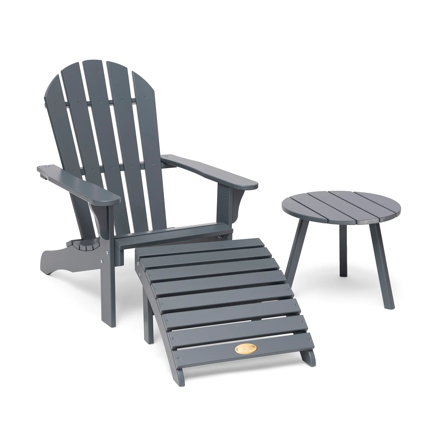 Product Image for Tennessee adirondackstol inkl. fotpall & sidobord, stålgrå