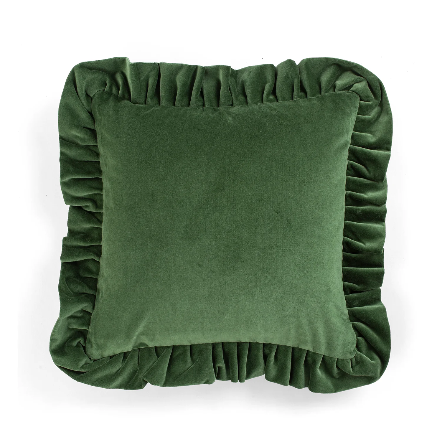 Kuddfodral Sammet volang grön 48x48 cm