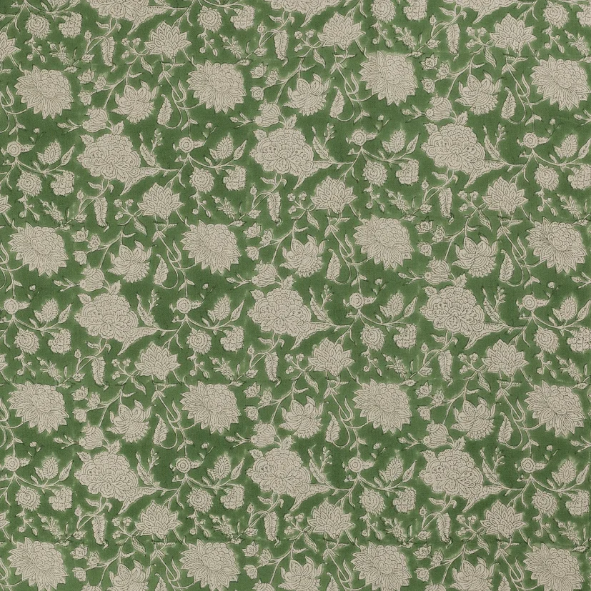 Bordsduk Linne Indian Rose grön, 150x230 cm