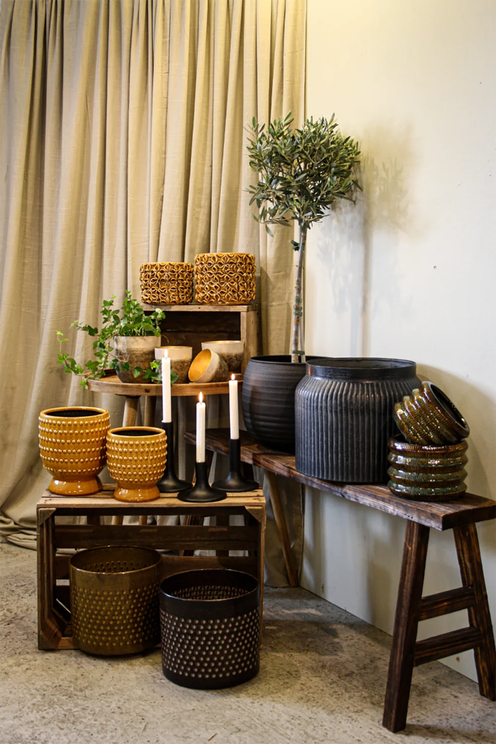 Kruka Plåt mönstrad grön Ø25/H23 cm