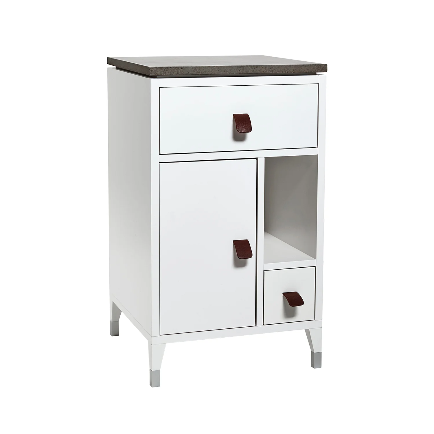 Product Image for Abisko sängbord låga ben, Vitlack/betong