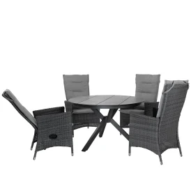 Georgia/York matgrupp antracit/ljusgrå - 4 stolar - Ø120 cm