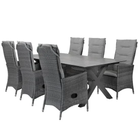 Georgia/York matgrupp antracit/ljusgrå - 6 stolar - 220x100 cm