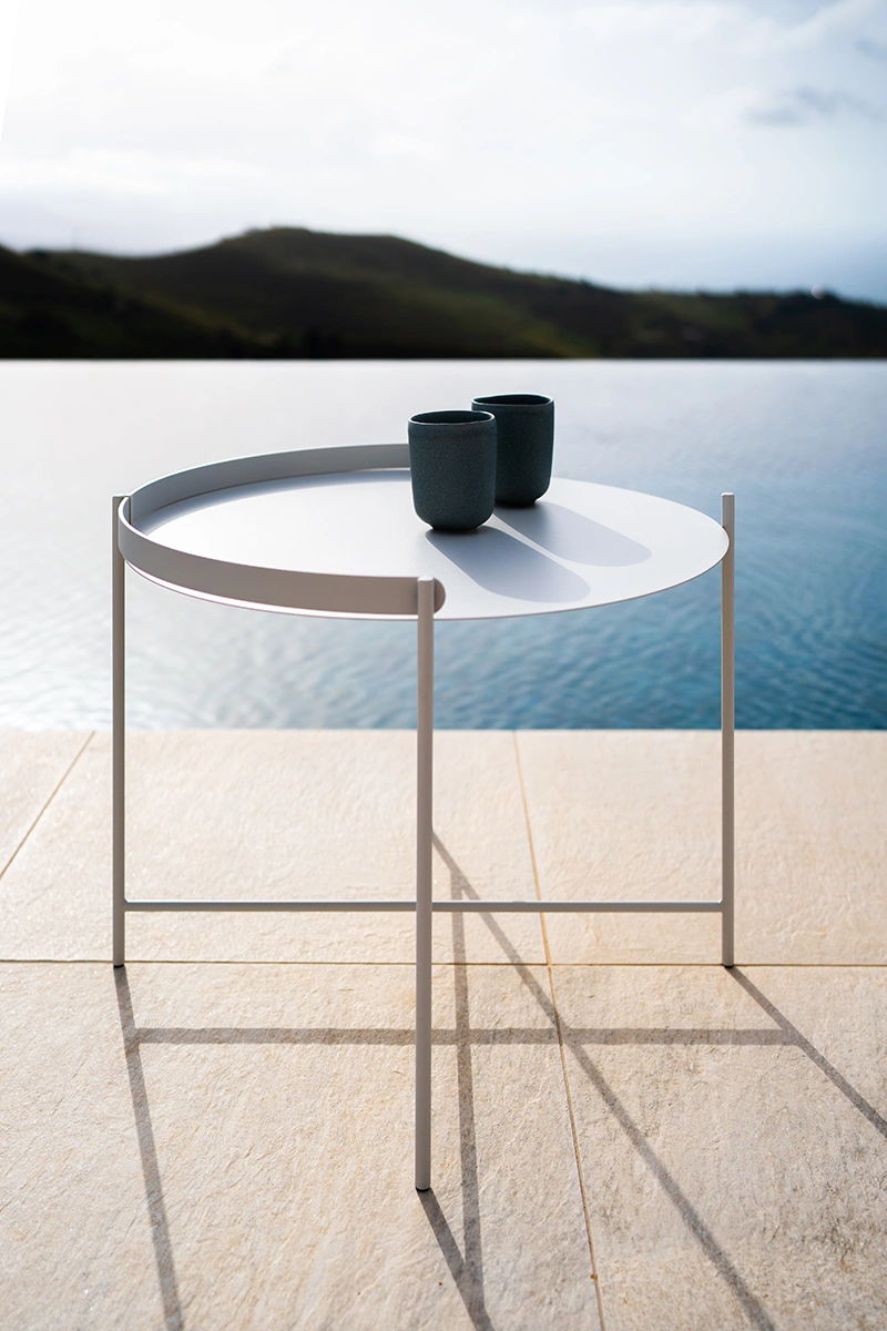 Edge sidobord vit Ø46 cm