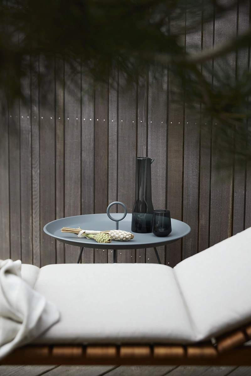 Eyelet sidobord isblå Ø58 cm