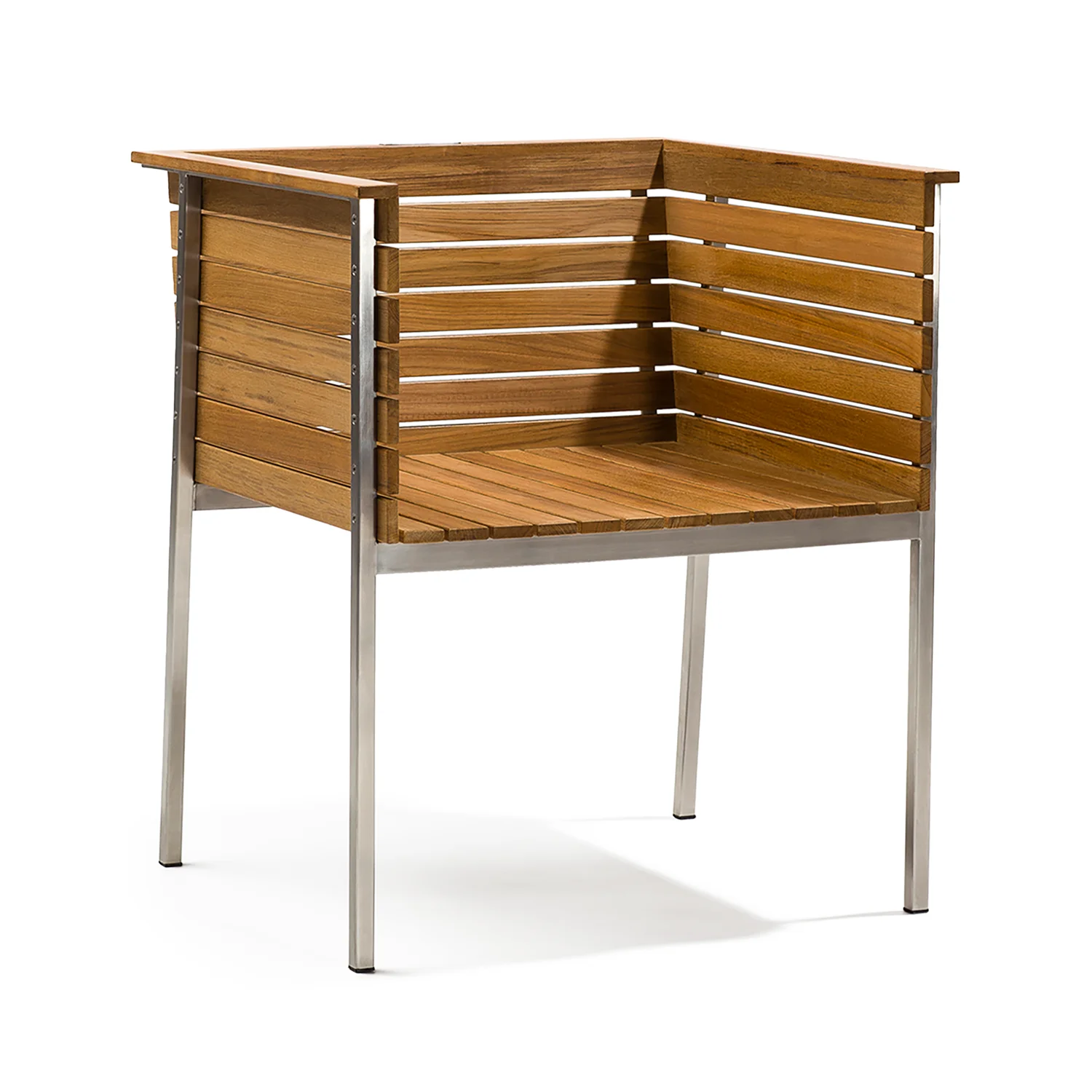 Häringe karmstol stål/teak/svart konstskinn
