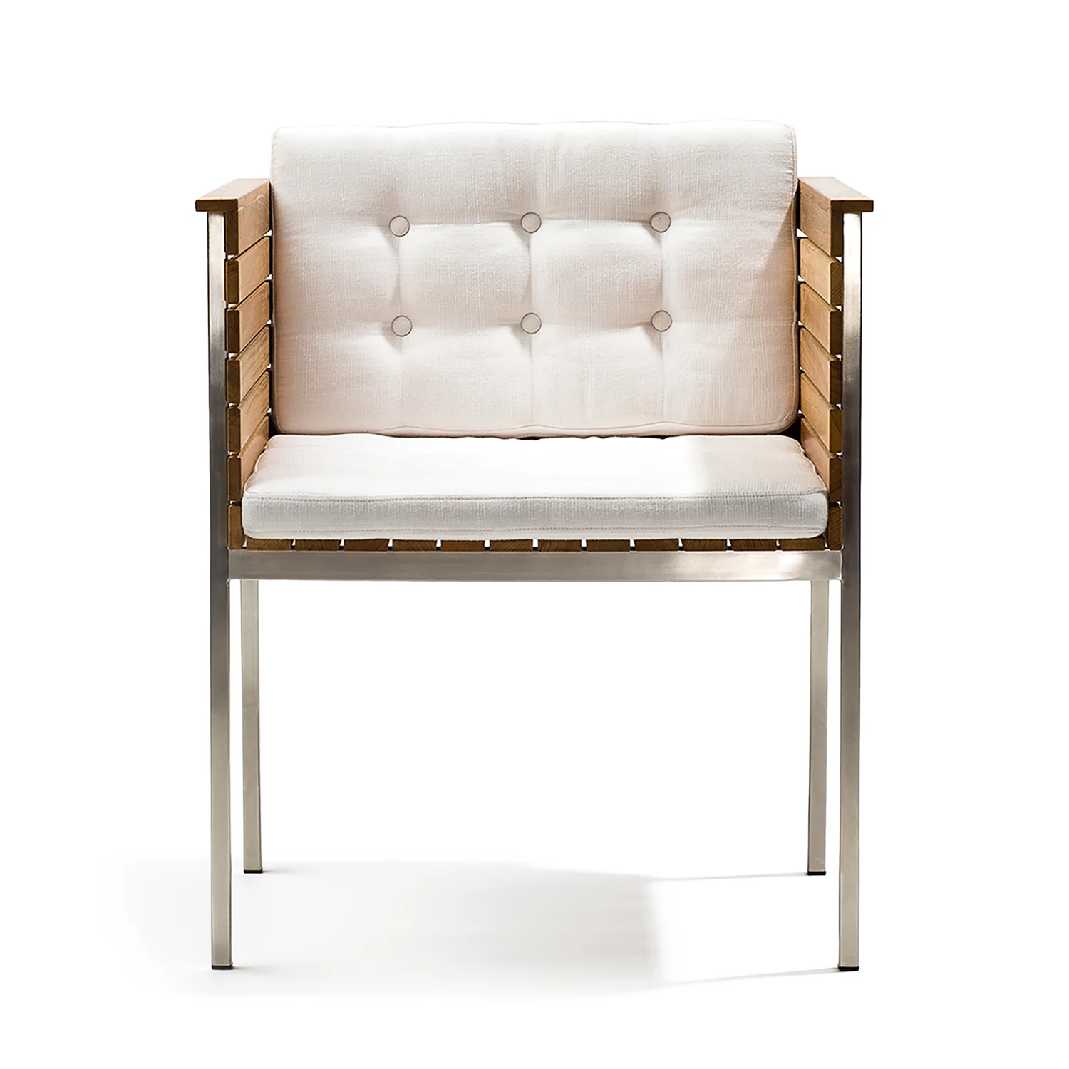 Häringe karmstol stål/teak/Linen vit