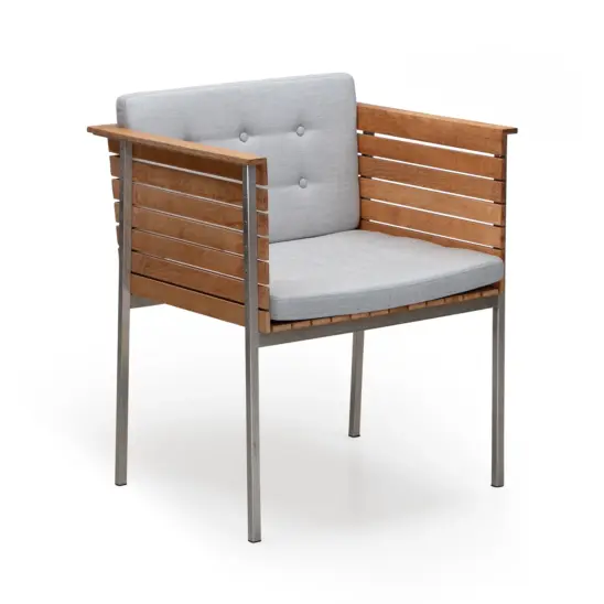 Häringe karmstol stål/teak/grå chiné
