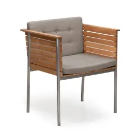 Häringe karmstol stål/teak/grå fossil