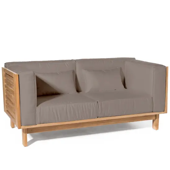 Skanör 2-sitssoffa teak/Heather grey