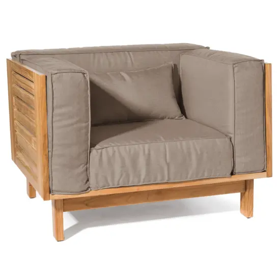 Skanör fåtölj teak/Heather chiné