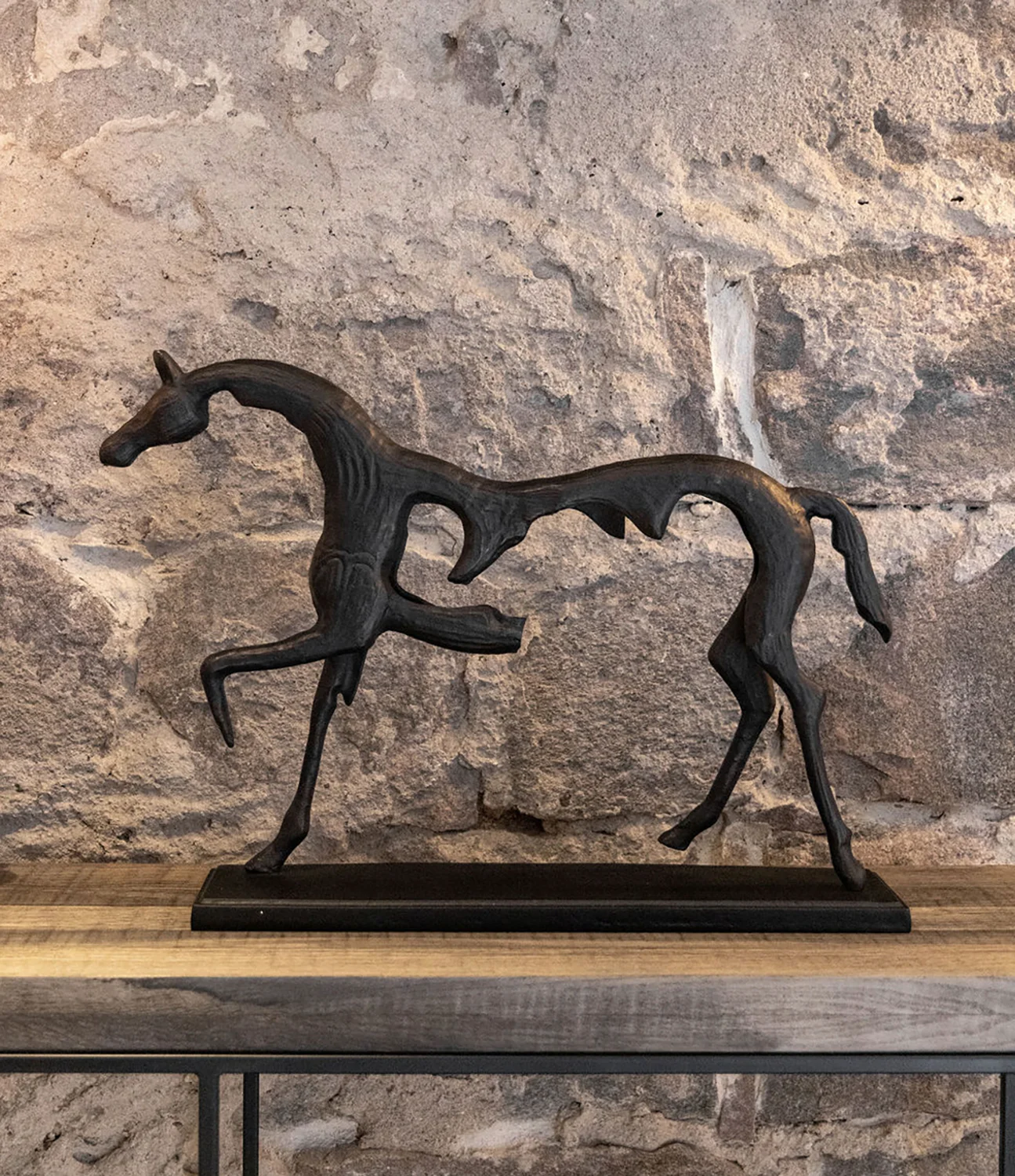 Horse statyett antique black/bronze
