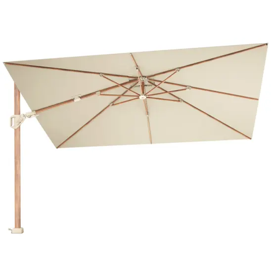 Challenger T² premium hängparasoll teaklook/champagne 260x350 cm