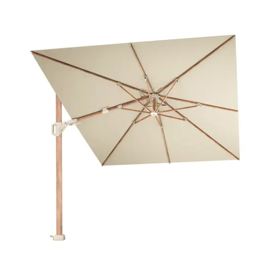 Challenger T² premium hängparasoll teaklook/Champagne 350x260 cm