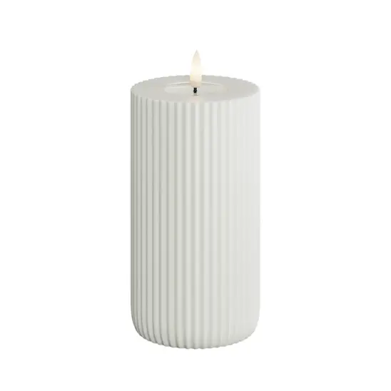 LED Blockljus Solid Stripe Vit Ø8 x H15 cm