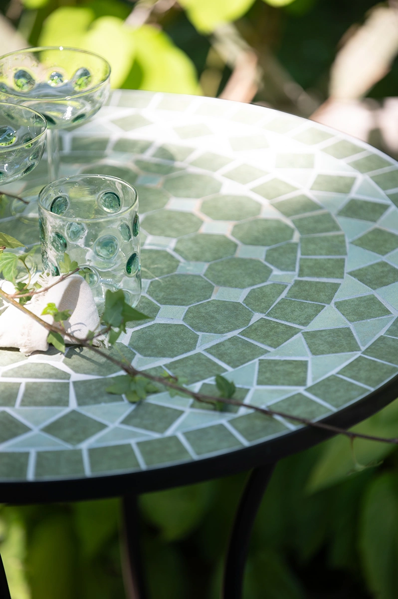Venice mosaikbord Grönmelerad/Svart Ø70 cm