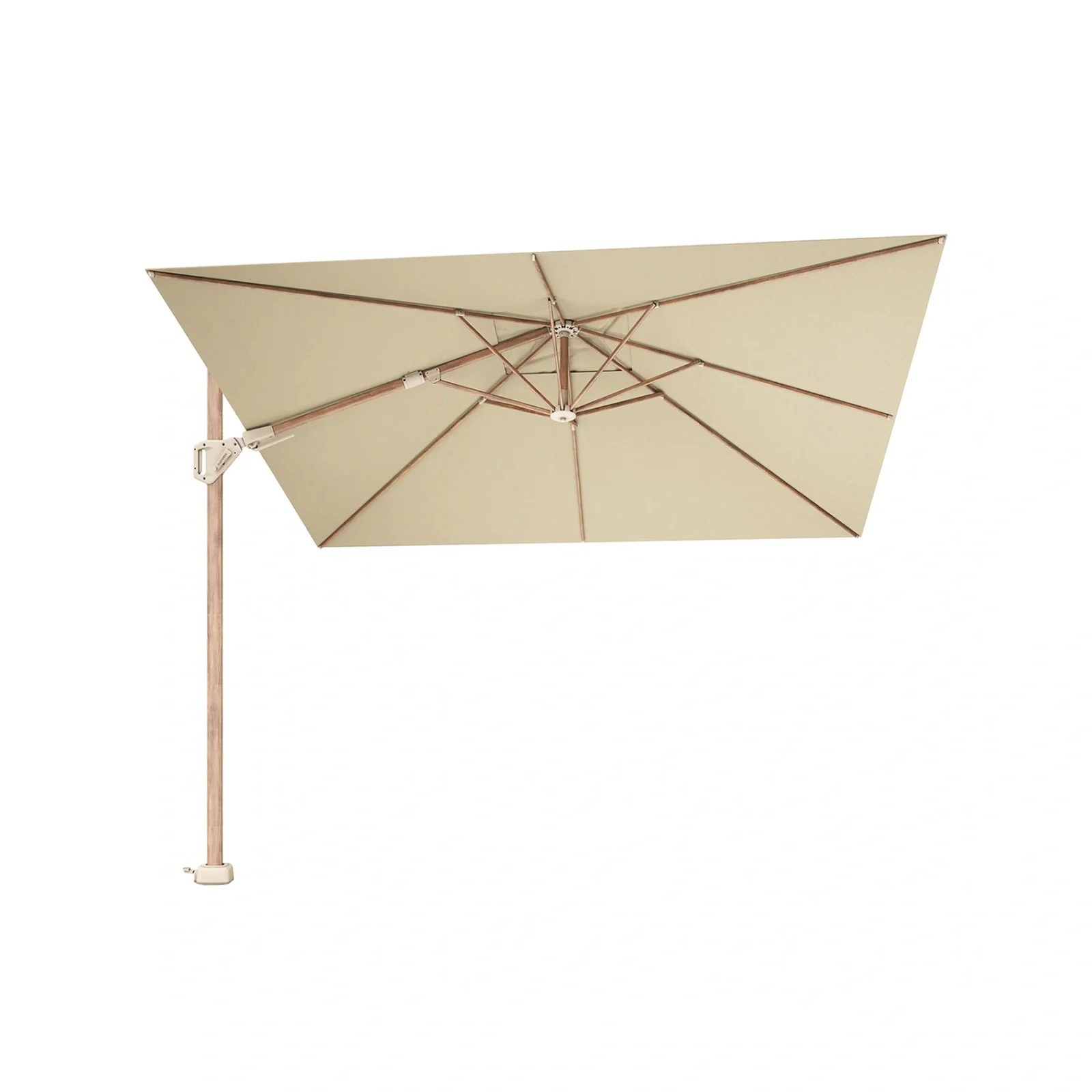 Challenger T² premium hängparasoll - teaklook/champagne, 300x300 cm