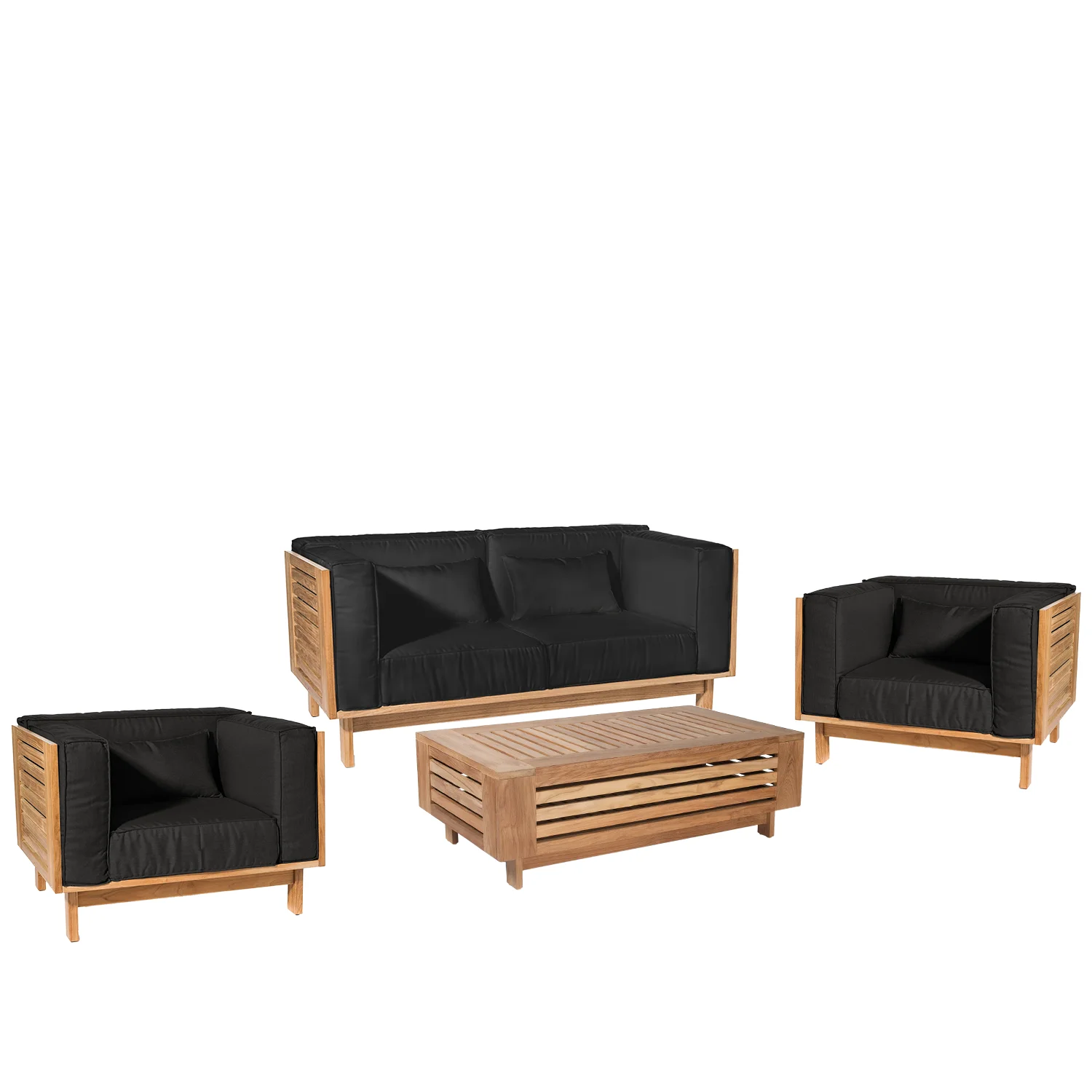 Skanör 2-sitssoffgrupp teak/svart