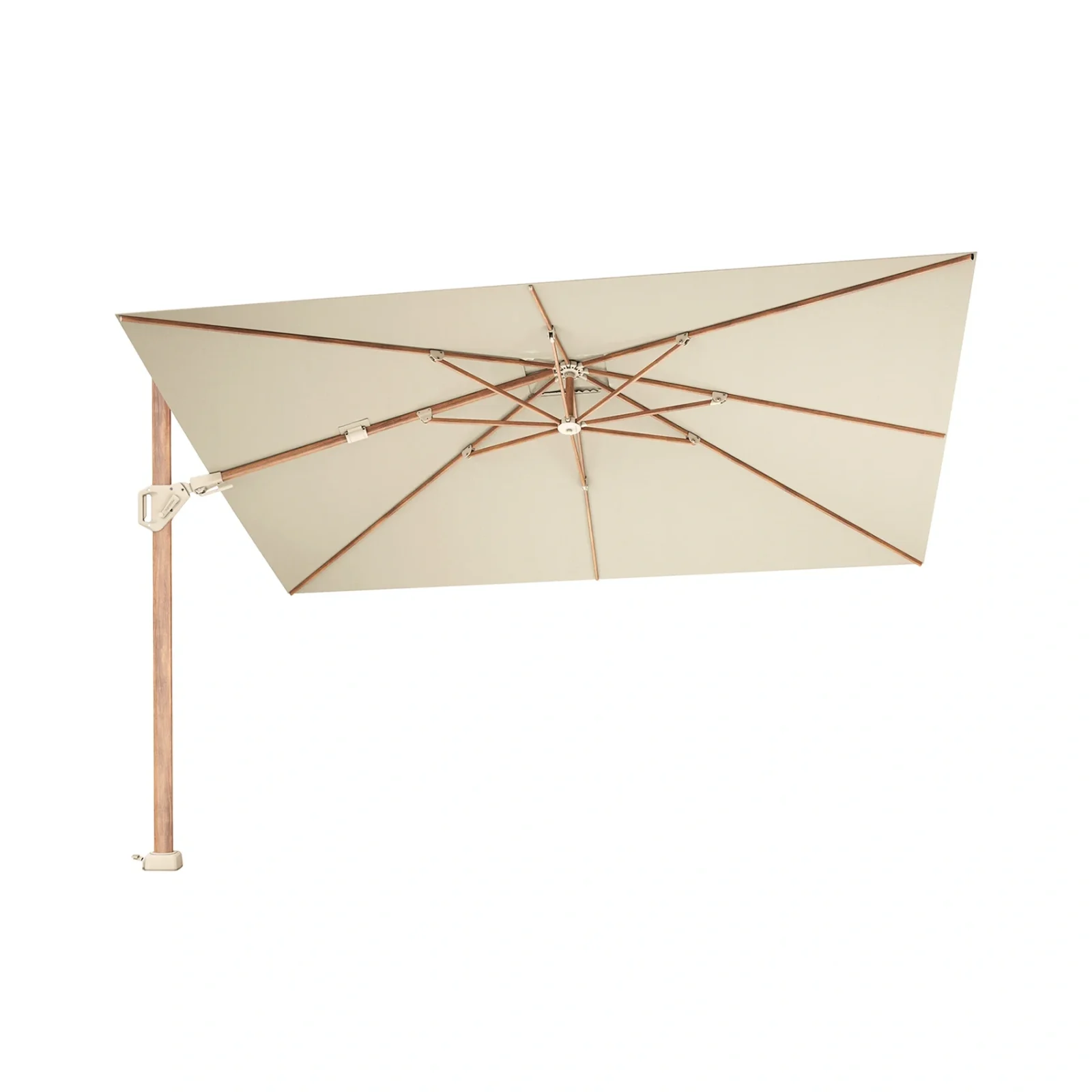 Challenger T² premium hängparasoll - teaklook/champagne, 260x350 cm