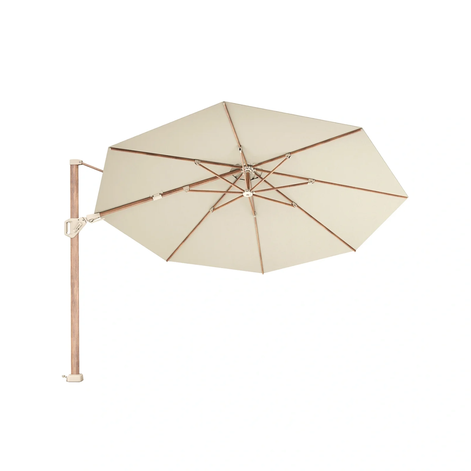 Challenger T² premium hängparasoll - teaklook/champagne, Ø350 cm