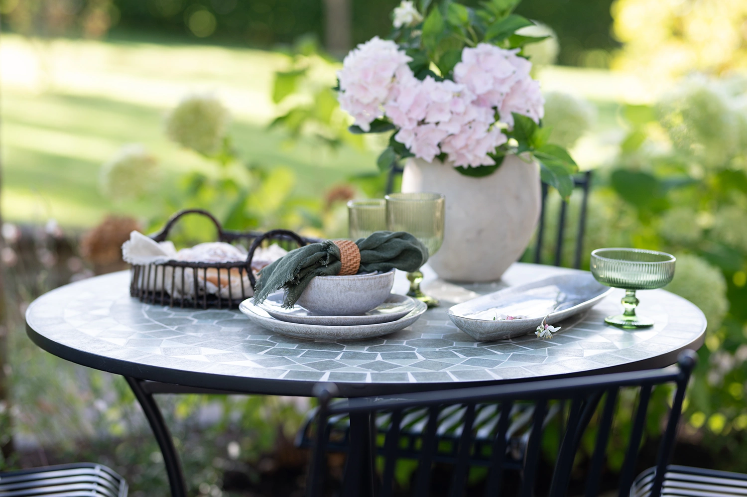 Venice caféset svart/grönmelerad