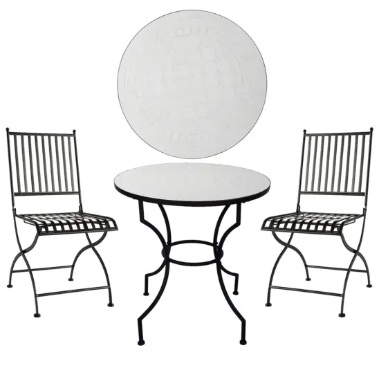 Venice/Trieste caféset svart/vit, Ø70 cm