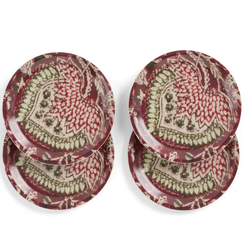 Glasunderlägg Oriental röd, 4-pack