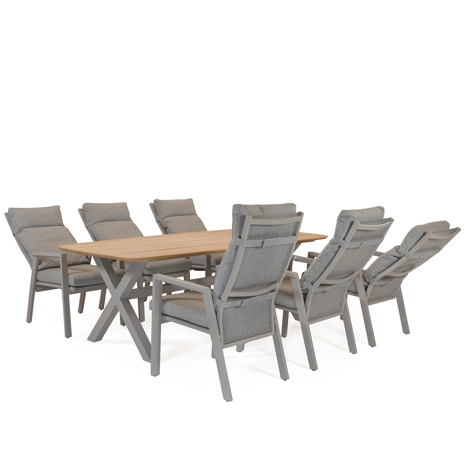 Palau/York matgrupp khaki/teak, 6 stolar 220x100 cm
