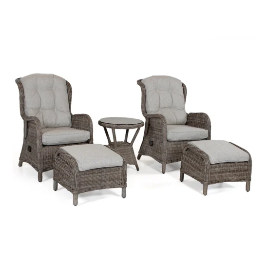 Rio fåtöljgrupp i färgen drivved med beige allvädersdyna