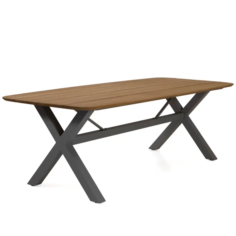 York matbord antracit/teak 220x100 cm