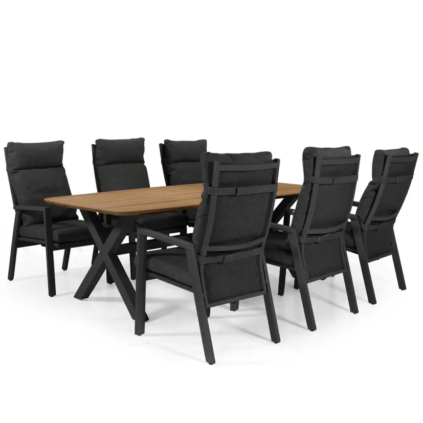York matbord antracit/teak 220x100 cm