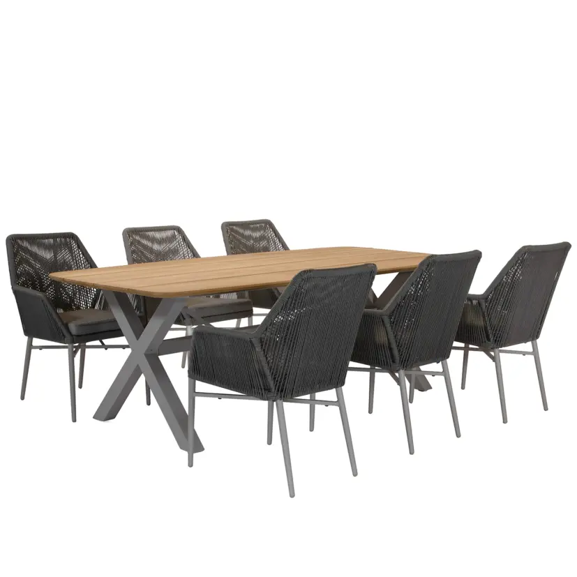 York matbord khaki/teak 220x100 cm