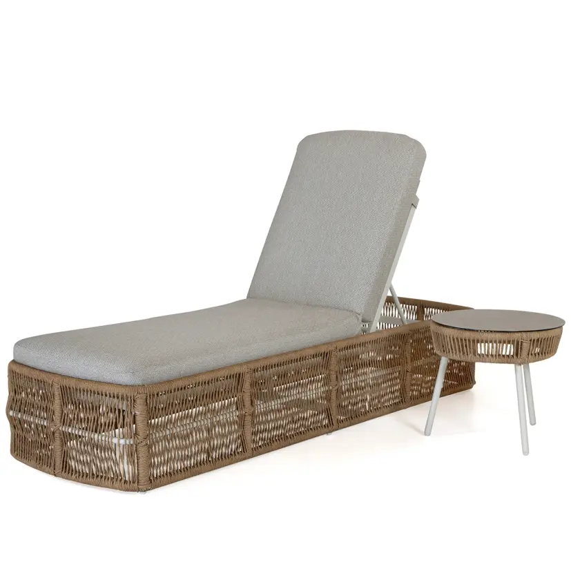 Olivia sidobord Cream/Natur Twist/Sand 3D-print Ø50 cm