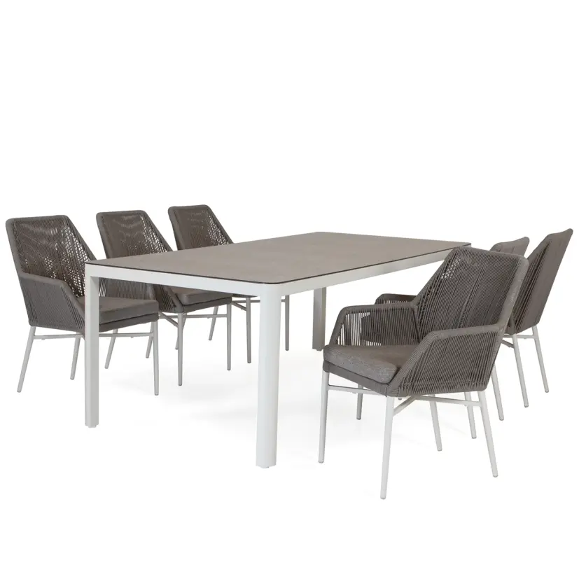 Vista/Verona matgrupp cream/beige, 6 stolar 220x100 cm