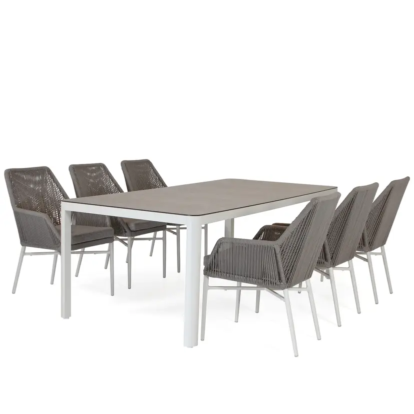 Vista/Verona matgrupp cream/beige, 6 stolar 220x100 cm