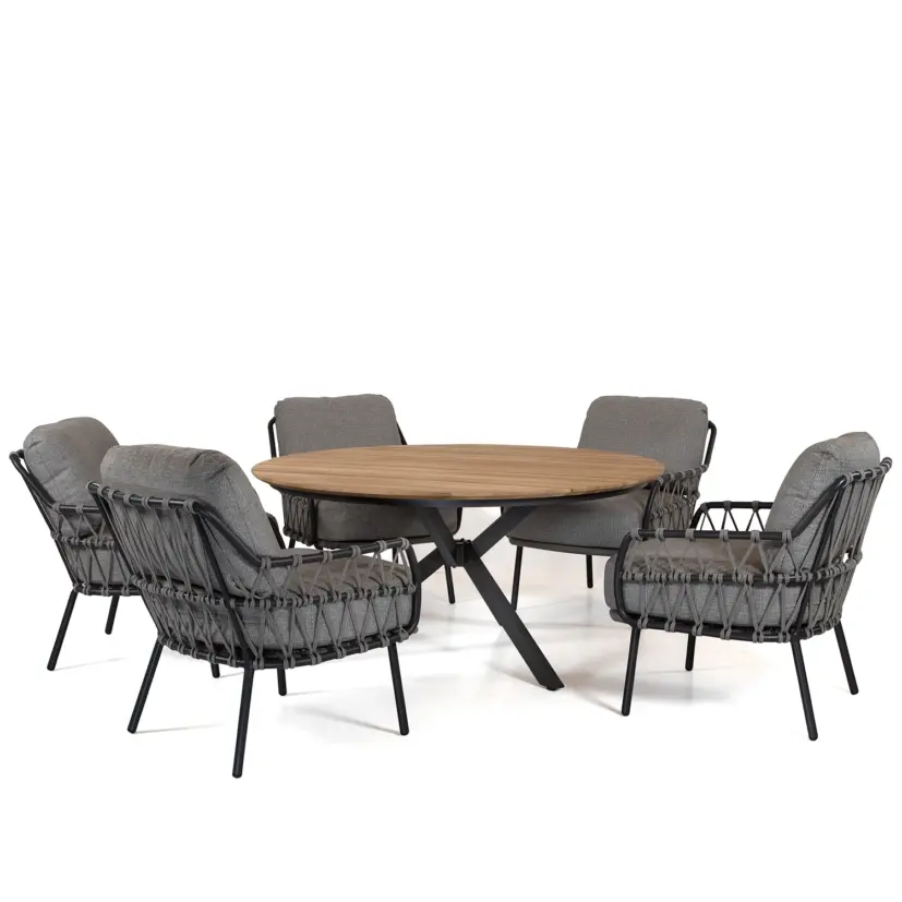 York matbord antracit/teak Ø150 cm