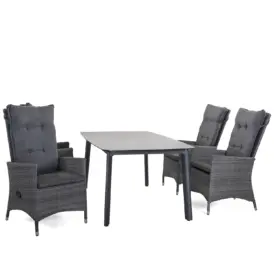 Georgia Lyx/Malton matgrupp antracitgrå/mörkgrå - 4 stolar - 220x100 cm