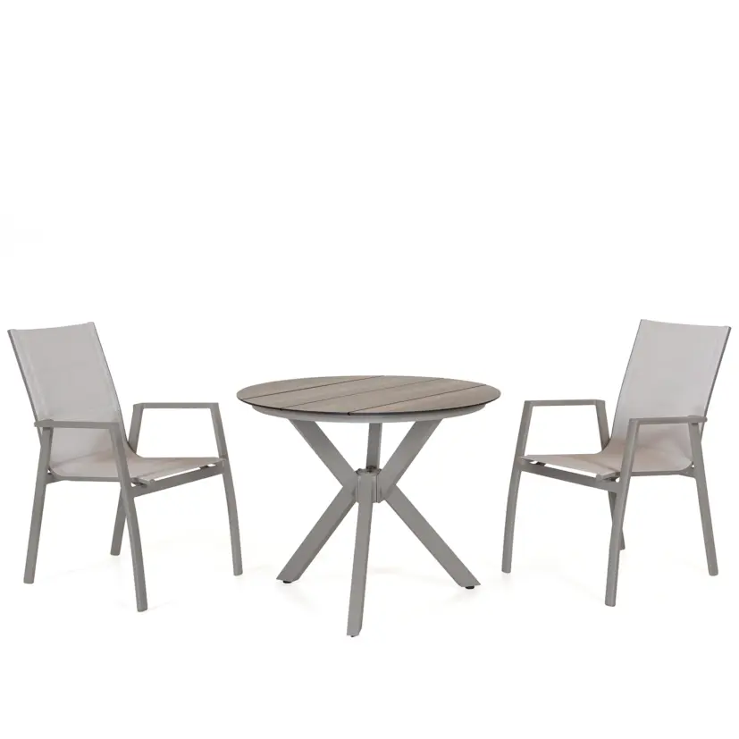 York matbord khaki/trälook Ø90 cm