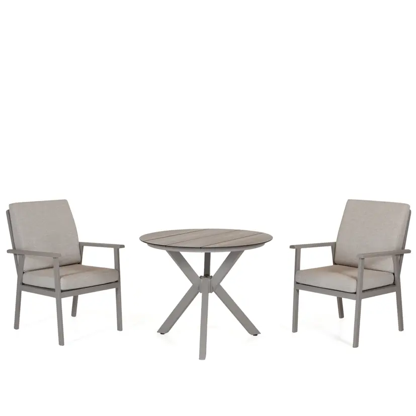York matbord khaki/trälook Ø90 cm