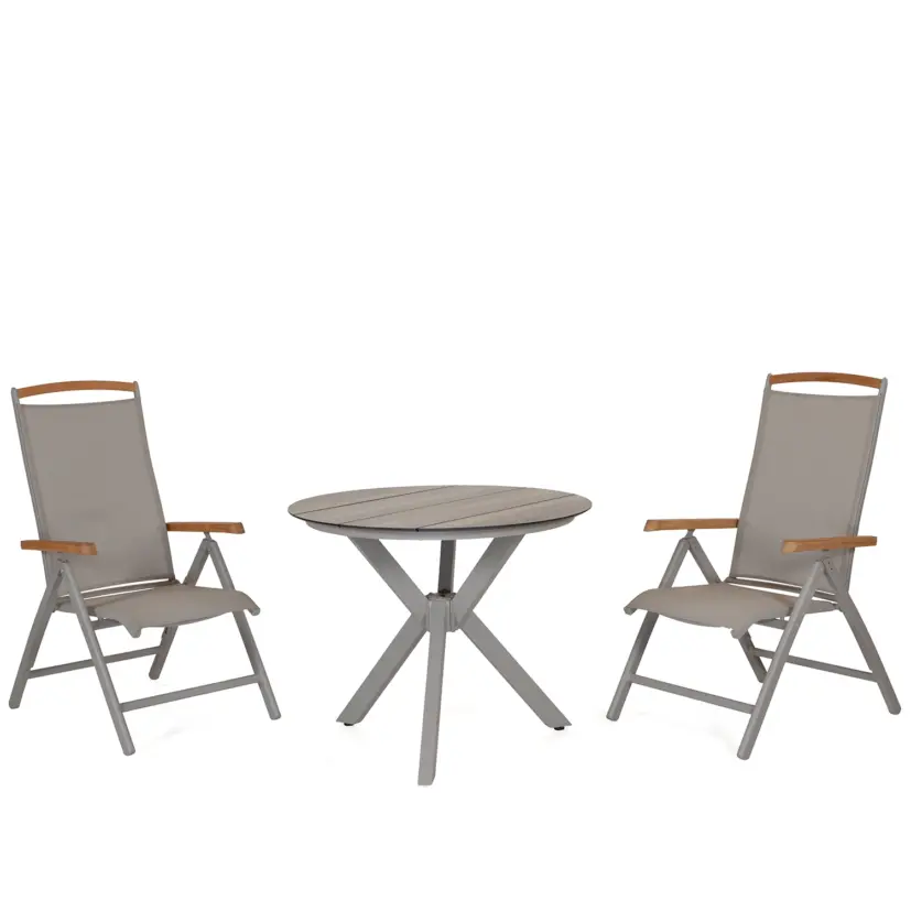 York matbord khaki/trälook Ø90 cm