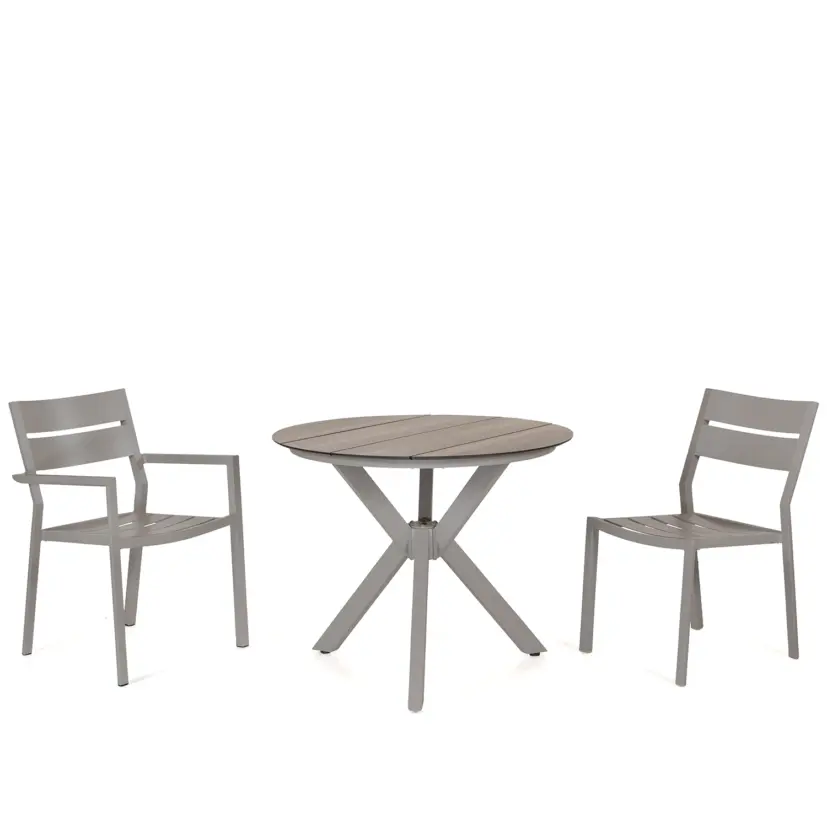 York matbord khaki/trälook Ø90 cm