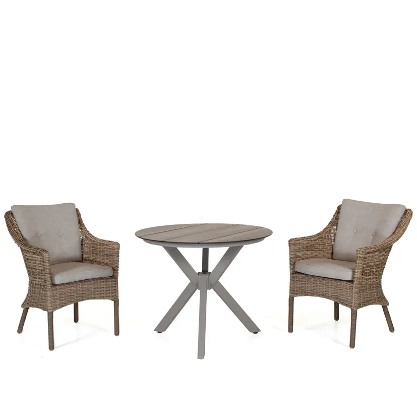 York matbord khaki/trälook Ø90 cm