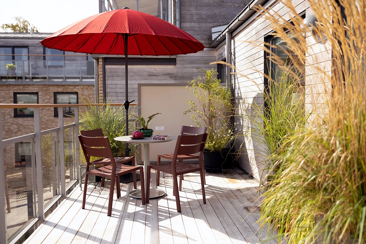 Shanghai parasoll antracit/röd Ø270 cm