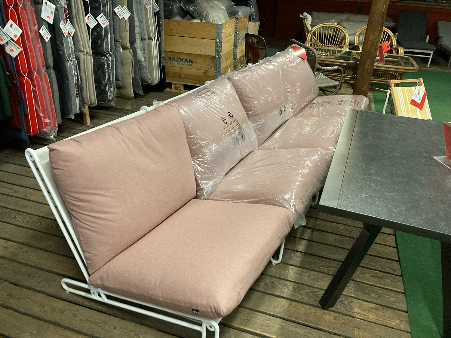 Blixt 4-sitssoffa vit/rosa