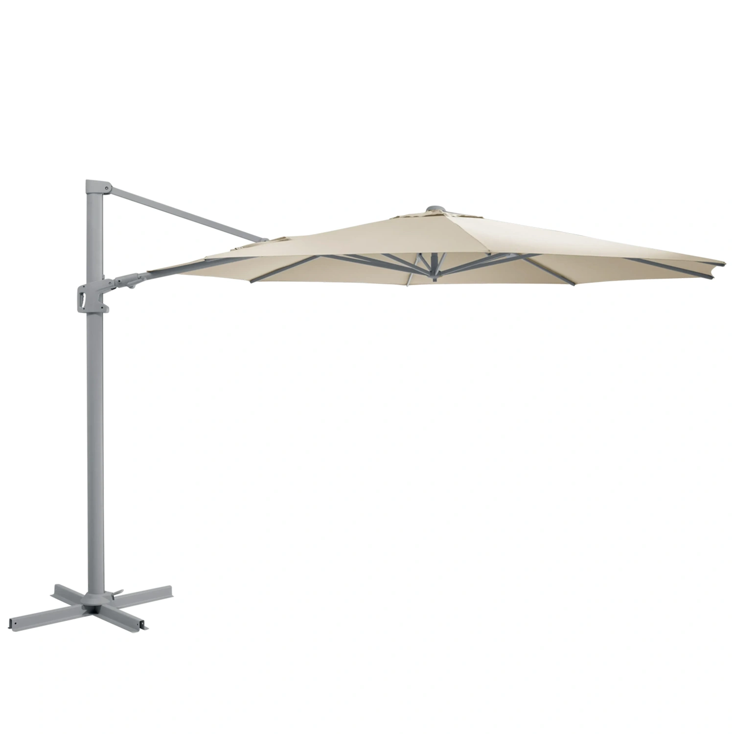 Vinovo frihängande parasoll ljusgrå/khaki - Ø350 cm